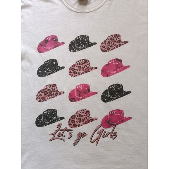 Y2K Cowgirl Hat T-Shirt Women's Large White Short Sleeve - Picture 2 of 7